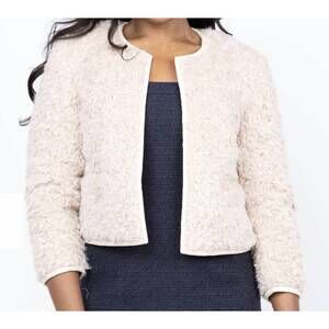 NEW J. SOCIETY faux fur collarless jacket in latte